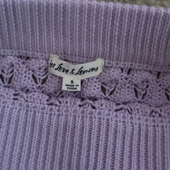 For Love & Lemons SET Charlotte Mini Skirt Crop Bra Top Purple Lavender Knit - Picture 4 of 4